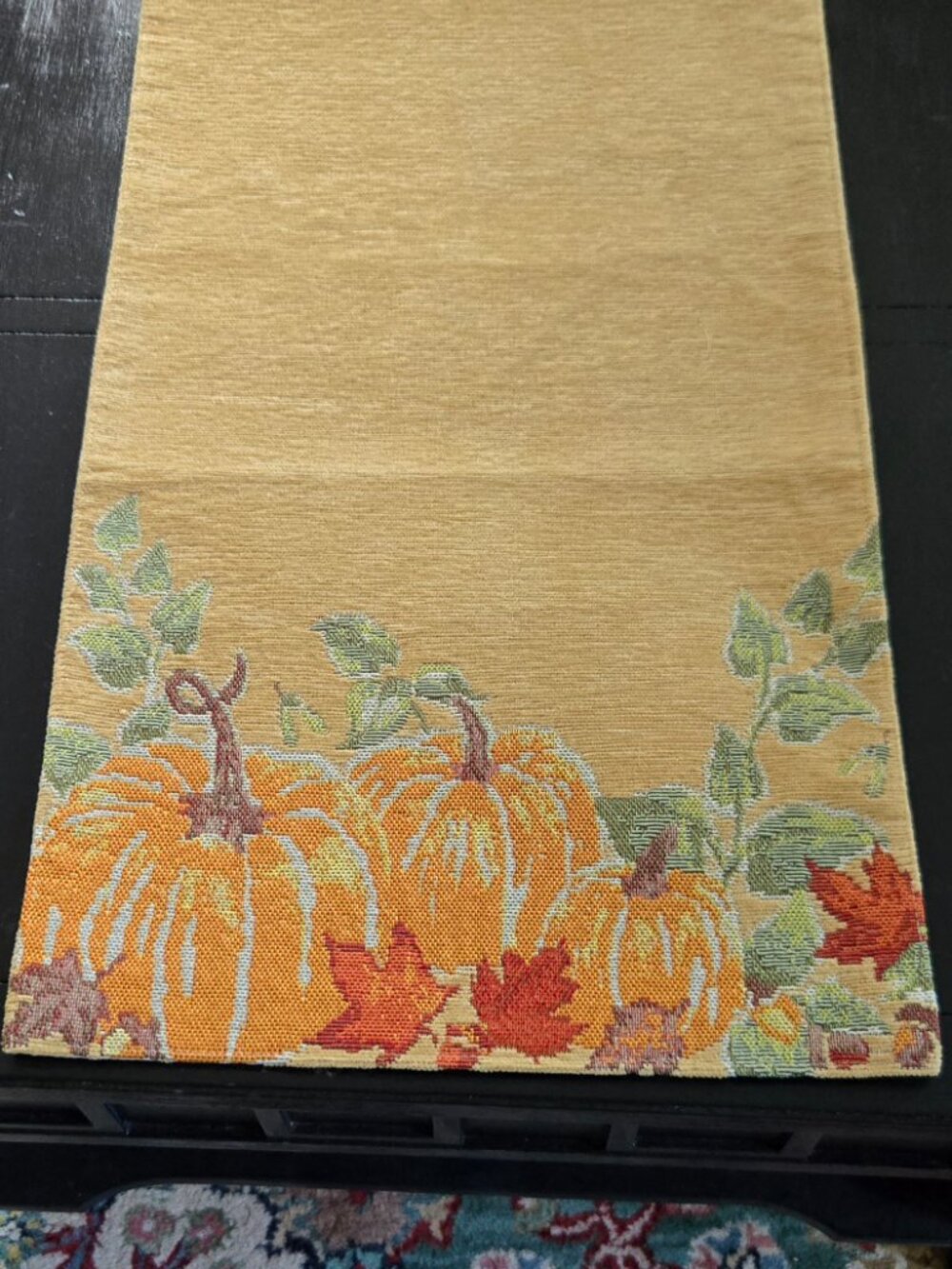 Fall Harvest Pumpkin Embroidered Table Runner